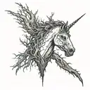 unicorn zombie dead tree tattoo design idea