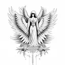 Guardian angel with wings spread wide tattoo design idea