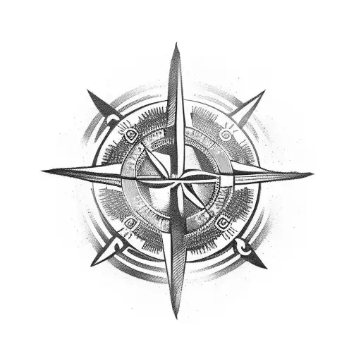 viking compass with "drengr" written in old norse, a valknut and odin's raven tattoo design idea