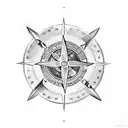 viking compass with "drengr" written in old norse, a valknut and odin's raven tattoo design idea