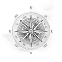 viking compass with "drengr" written in old norse, a valknut and odin's raven tattoo design idea