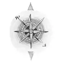 viking compass with "drengr" written in old norse, a valknut and odin's raven tattoo design idea
