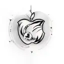 apple with bite, inside is music notes tattoo design idea