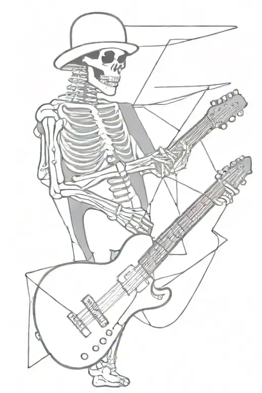 skeleton slash playing guitar solo tattoo design idea