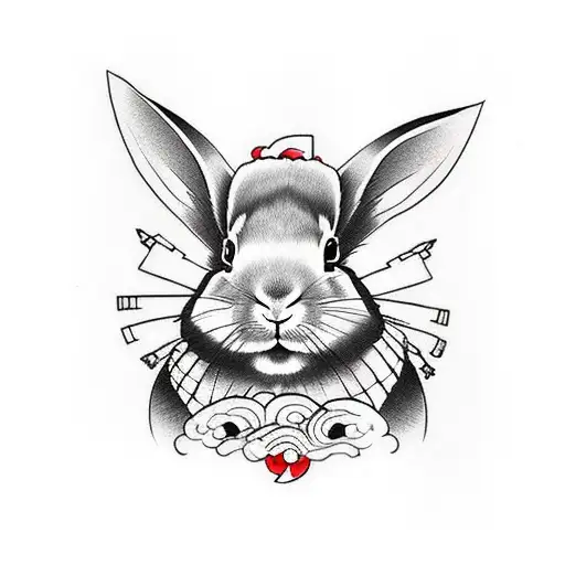 japanese rabbit tattoo design idea