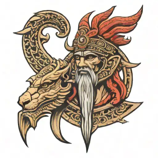 Sumerian god Enki tattoo design idea
