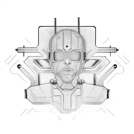 hookup mechanic parts with circuit tracks cyberpunk  tattoo design idea