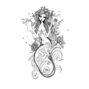 add flowers to image and make the mermaid sexy tattoo design idea