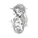 add flowers to image and make the mermaid sexy tattoo design idea