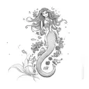 add flowers to image and make the mermaid sexy tattoo design idea
