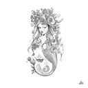 add flowers to image and make the mermaid sexy tattoo design idea