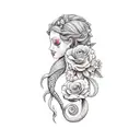 add flowers to image and make the mermaid sexy tattoo design idea
