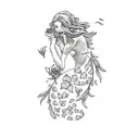 add flowers to image and make the mermaid sexy tattoo design idea