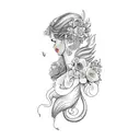 add flowers to image and make the mermaid sexy tattoo design idea