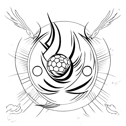 Soccer ball transforming into a phoenix tattoo design idea