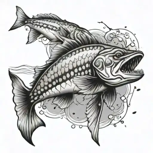 Design a tattoo that incorporates the Florida State logo with elements of offshore fishing tattoo design idea