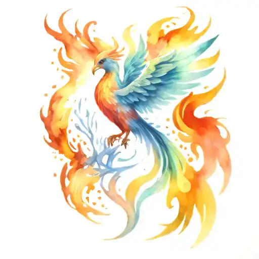 phoenix rising from the ashes tattoo design idea
