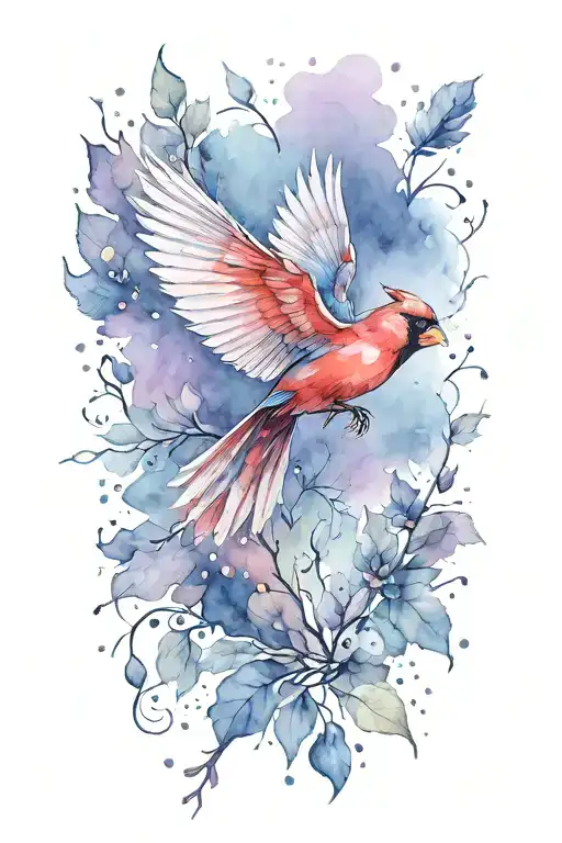 Cardinal flying tattoo design idea