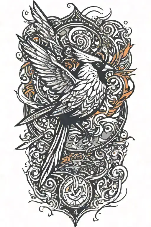Cardinal flying tattoo design idea