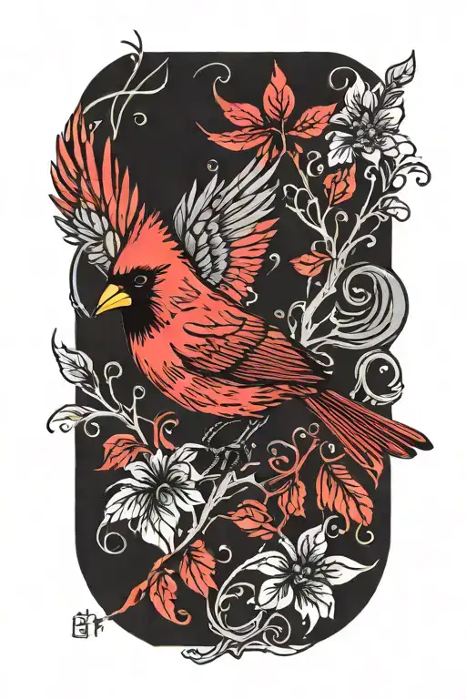 Cardinal flying tattoo design idea