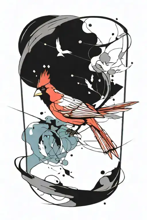 Cardinal flying tattoo design idea