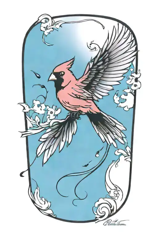 Cardinal flying tattoo design idea