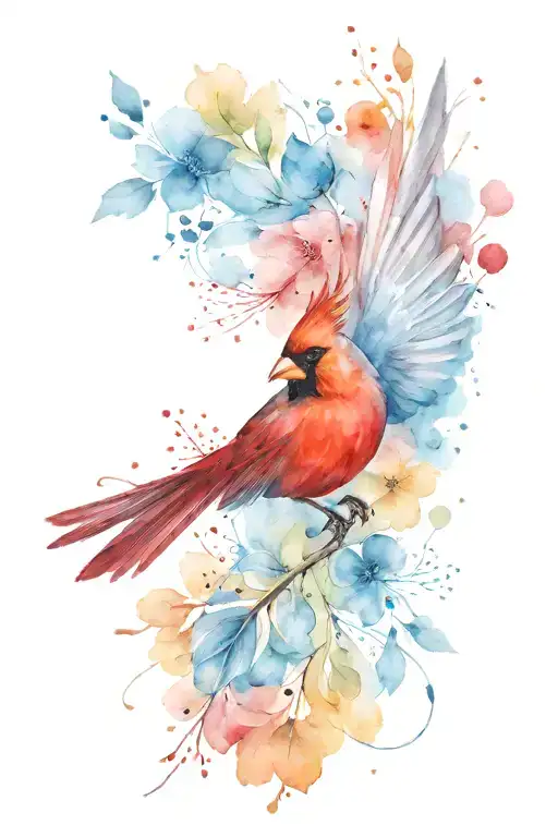 Cardinal flying tattoo design idea