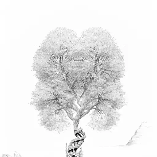 tall double helix tree trunk tattoo design idea