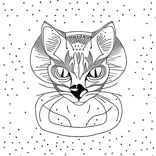 A minimalist tattoo of a cat with Taylor Swift's song titles as fur patterns tattoo design idea