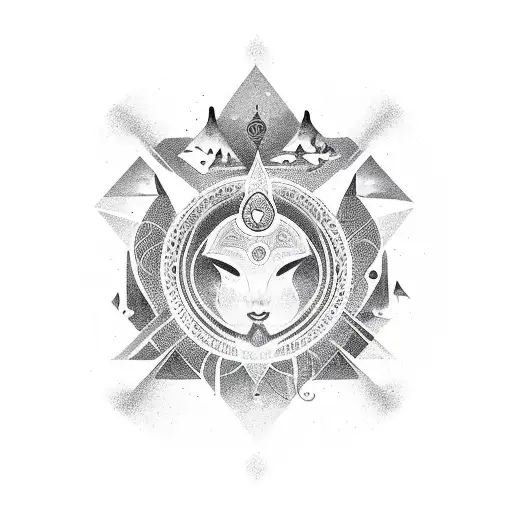 A shamanic symbol of interconnectedness between yoga, martial arts, and breathwork tattoo design idea