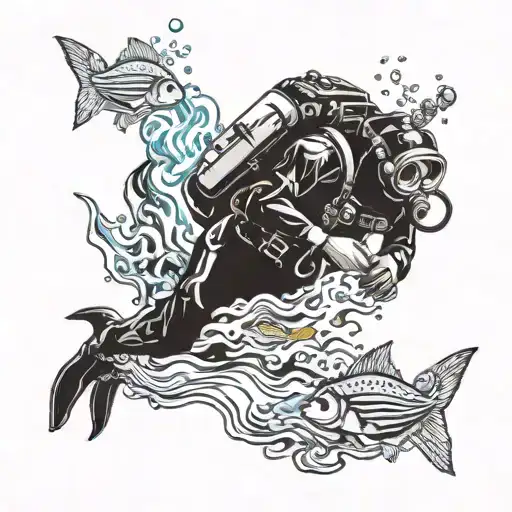 scuba diver tattoo design idea