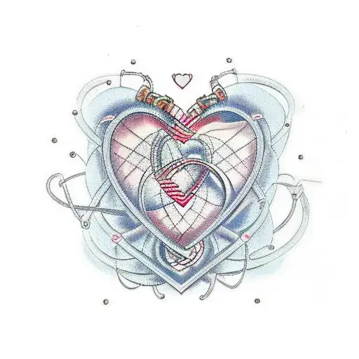 DNA strand with the strands replaced by a heart beat line tattoo design idea