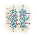 matching brother tatoo of a dna strand and finger print incorporated tattoo design idea