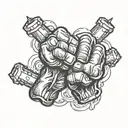 bumping fists tattoo design idea