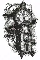 clock tower tattoo design idea