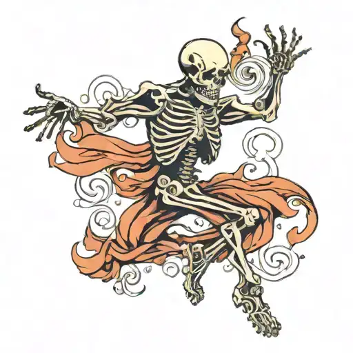 dancing skeleton tattoo design idea