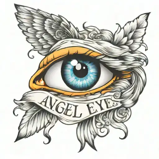 angel eyes phrase tattoo design idea