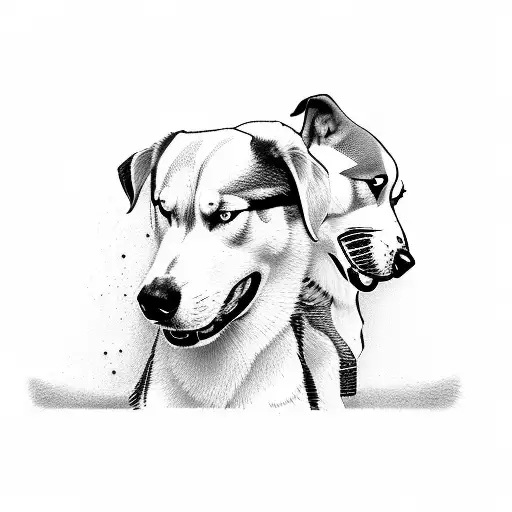 husky and beagle side by side tattoo design idea