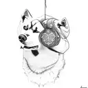 husky and beagle tattoo design idea