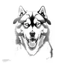 husky and beagle side by side tattoo design idea