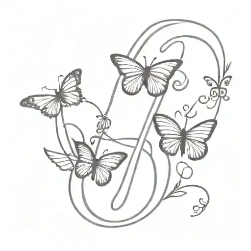 infinity sign language "always and f orever" written within with butterflies  tattoo design idea