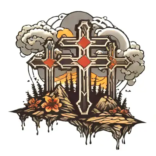 3 crosses on a hill tattoo design idea