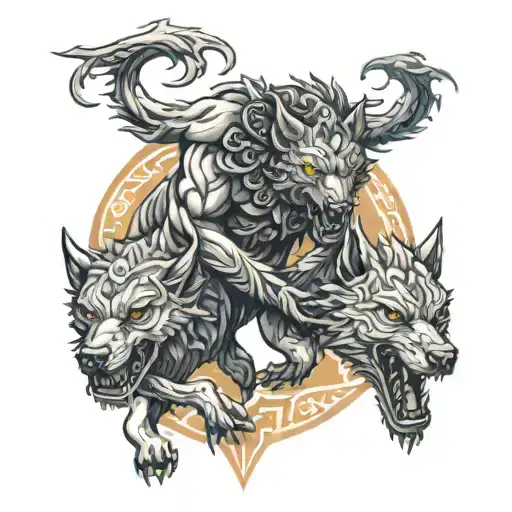 vidar vs fenrir tattoo design idea