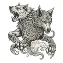 vidar vs fenrir tattoo design idea