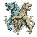 vidar vs fenrir tattoo design idea