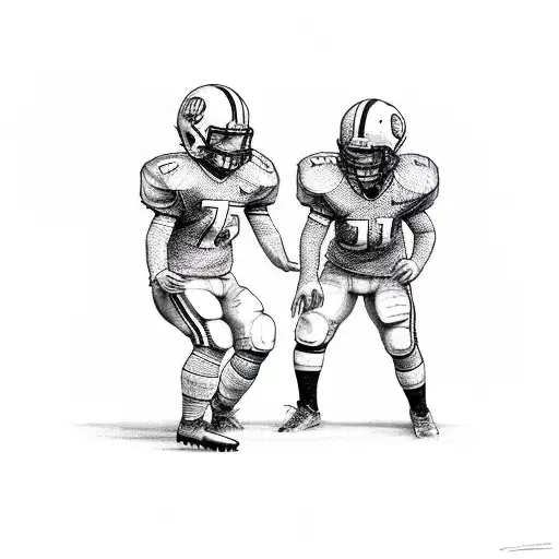 A father and son playing football together tattoo design idea