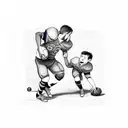 A father and son playing football together tattoo design idea