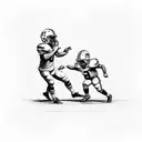 A father and son playing football together tattoo design idea