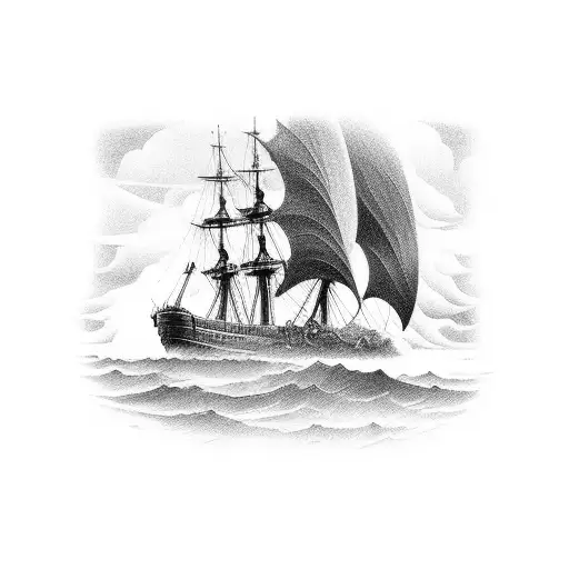 ship in storm tattoo design idea