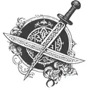 Incorporate a traditional Shia symbol, like the Zulfiqar sword, into a restaurant-themed tattoo design tattoo design idea